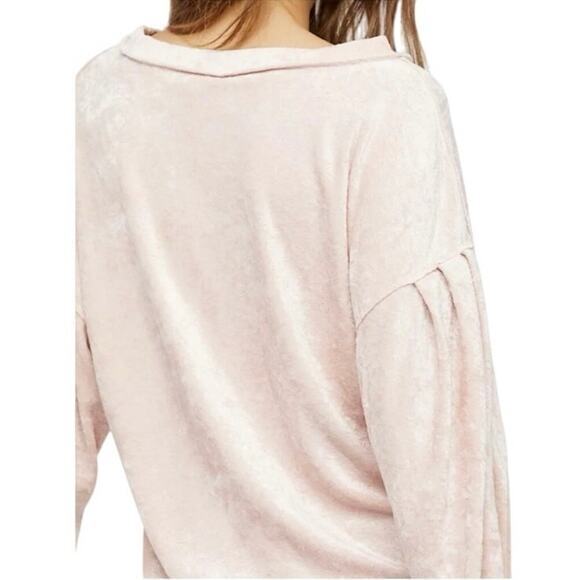 Free People Milan Layering Top Light Pink Blush Pink Crushed Velvet Small - Picture 3 of 15